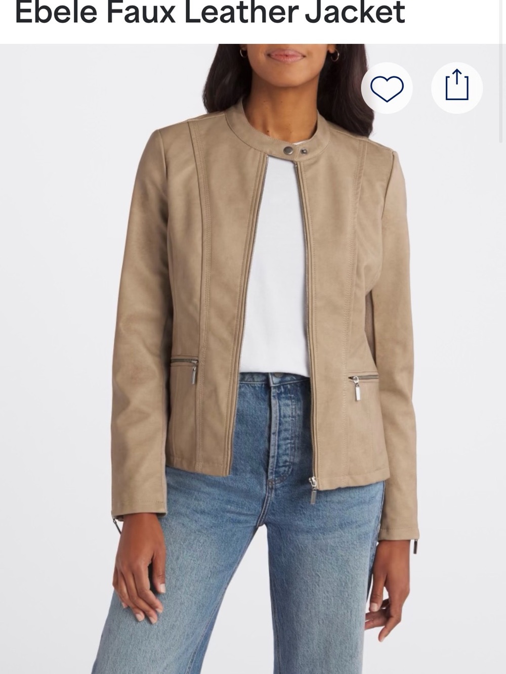 NWT Mo-ka Ebele Faux Leather Jacket in Taupe